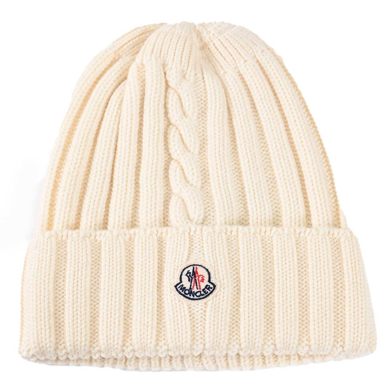 MONCLER ホワイト ニット帽 ホワイト ニットキャップ : ハット＆ベレー 向けの レディース