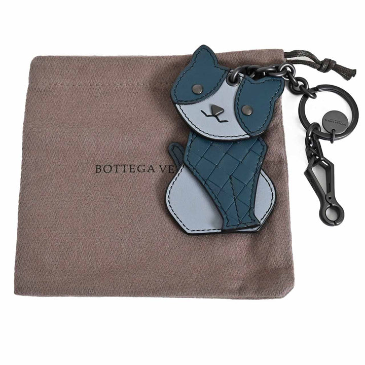 ボッテガ ヴェネタ BOTTEGA VENETA キーリング 猫 523450　V005X 8629 ブルー  メンズ レディース