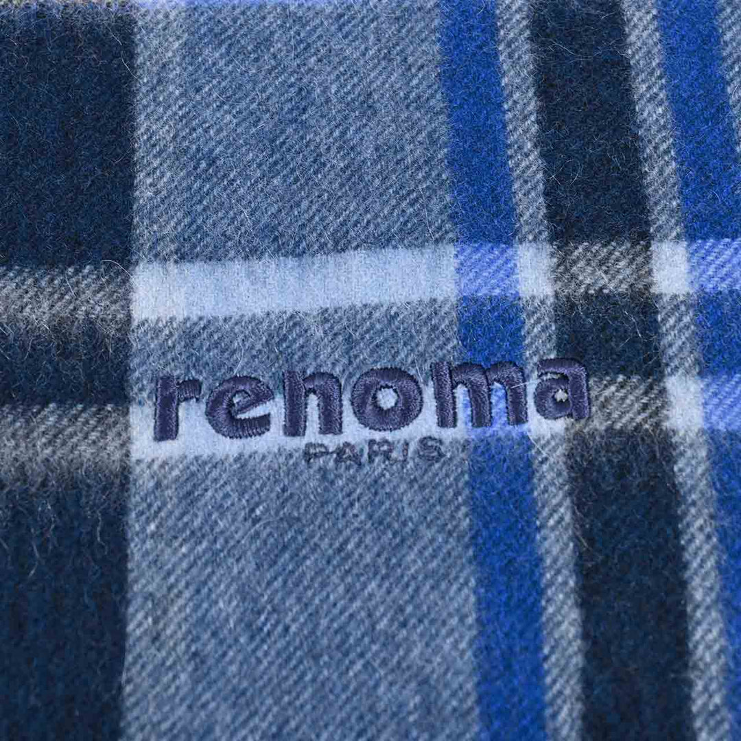 レノマ RENOMA マフラー R9913 CHECK CASHMERE 4 ブルー  メンズ レディース
