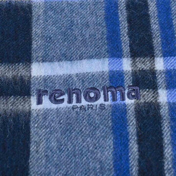 レノマ RENOMA マフラー R9913 CHECK CASHMERE 4 ブルー  メンズ レディース
