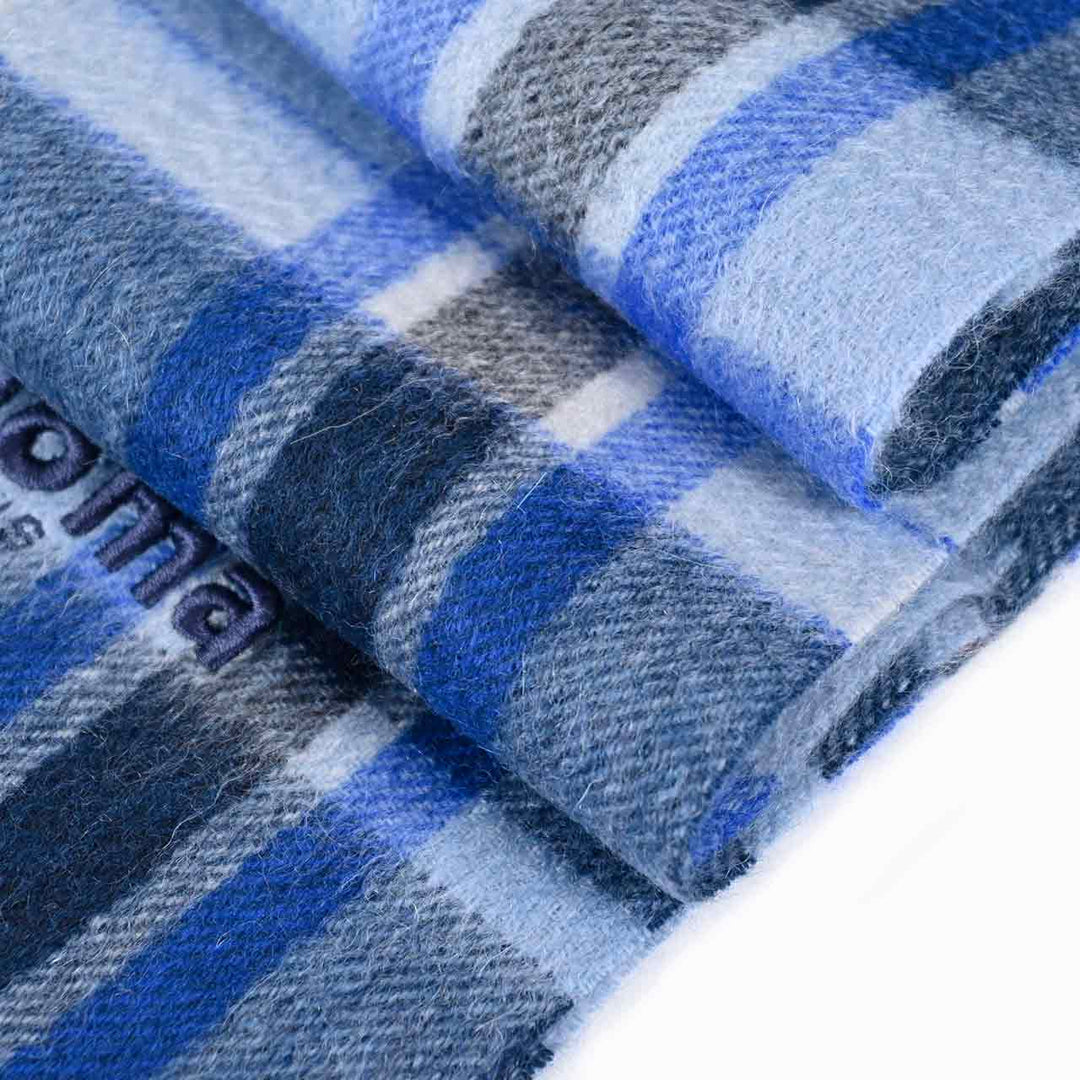 レノマ RENOMA マフラー R9913 CHECK CASHMERE 4 ブルー  メンズ レディース