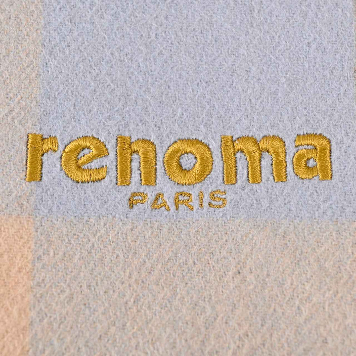 レノマ RENOMA マフラー R9913 CHECK CASHMERE 7 ブルー  メンズ レディース
