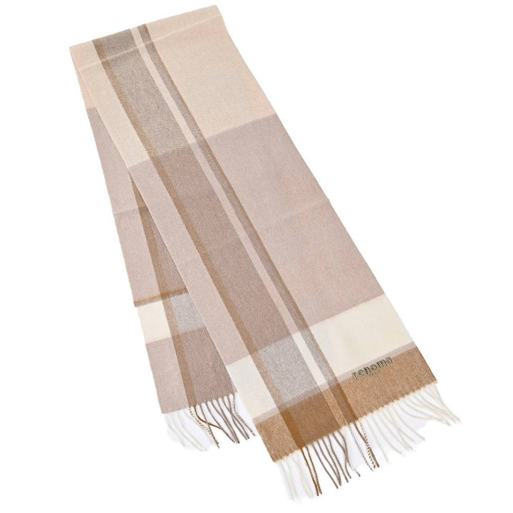 レノマ RENOMA マフラー R9919 CHECK CASHMERE R008 ベージュ  メンズ レディース