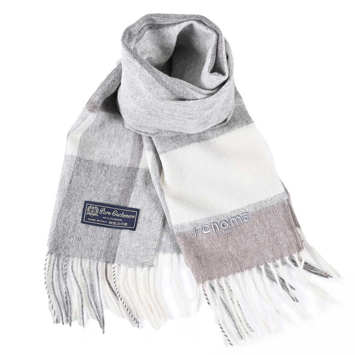 レノマ RENOMA マフラー R9919 CHECK CASHMERE R009 グレー  メンズ レディース