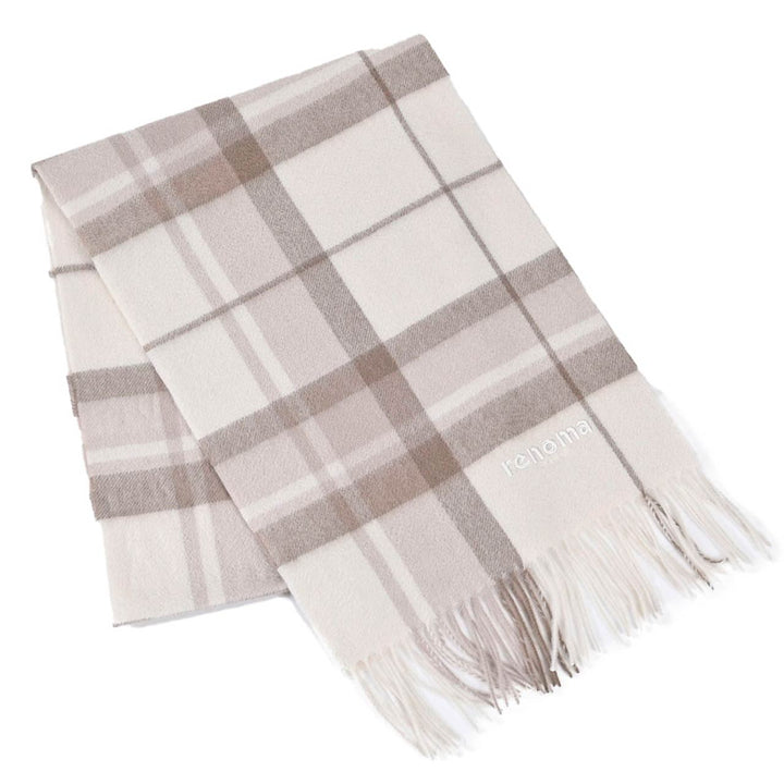 レノマ RENOMA マフラー R9919 CHECK CASHMERE R016 クリーム  メンズ レディース