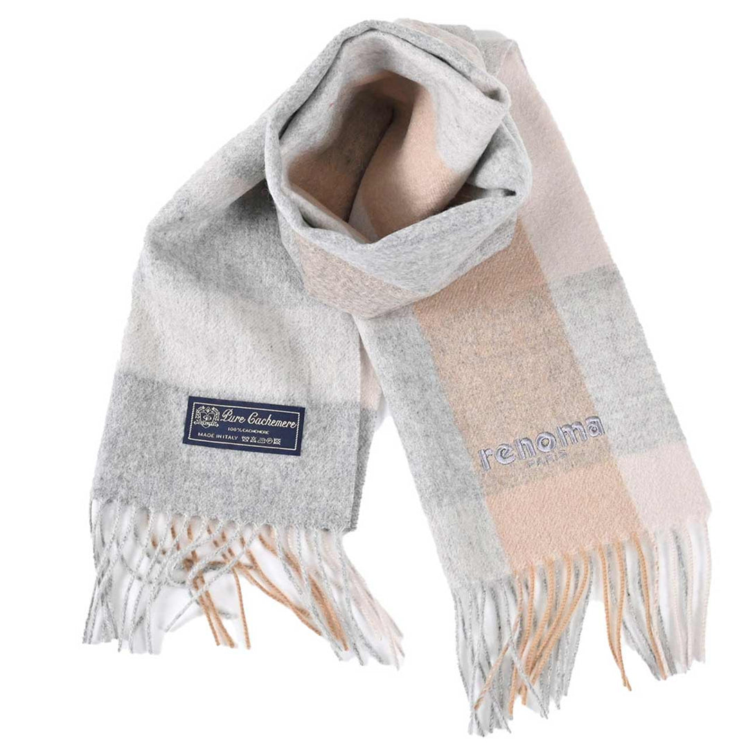 レノマ RENOMA マフラー R9919 CHECK CASHMERE RX7 グレー  メンズ レディース