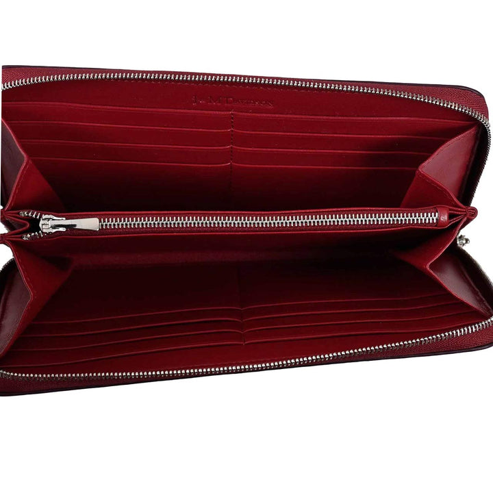 ジェイアンドエム デヴィッドソン J&M DAVIDSON ラウンドファスナー長財布 10221N 7495 BURGUNDY 8480 レッド  メンズ レディース