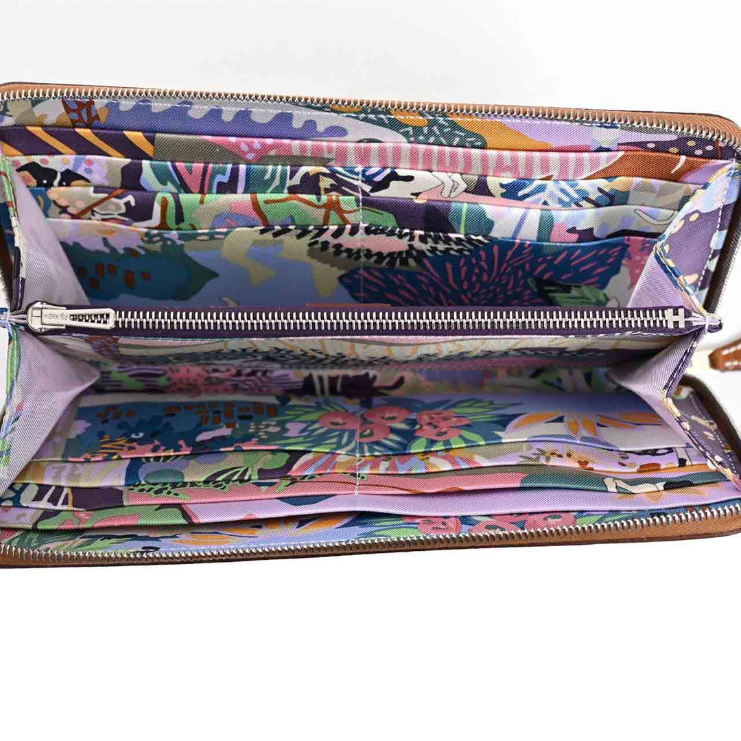 エルメス HERMES ラウンドファスナー長財布 アザップ シルクイン H084387CKAD ブラウン 2025SS レディース