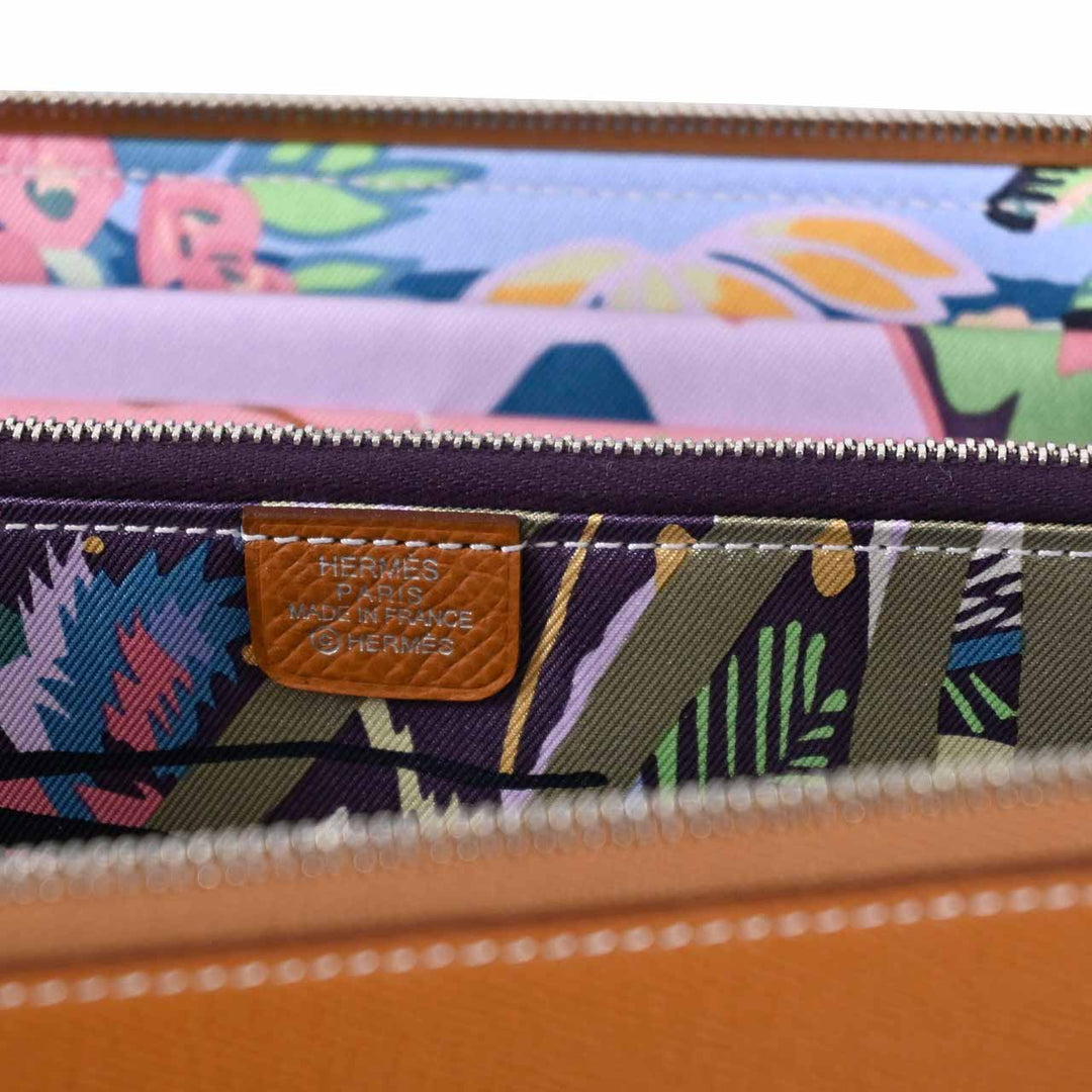 エルメス HERMES ラウンドファスナー長財布 アザップ シルクイン H084387CKAD ブラウン 2025SS レディース