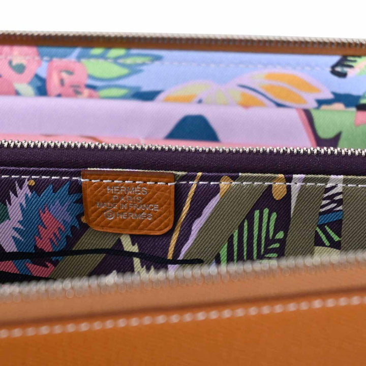 エルメス HERMES ラウンドファスナー長財布 アザップ シルクイン H084387CKAD ブラウン 2025SS レディース