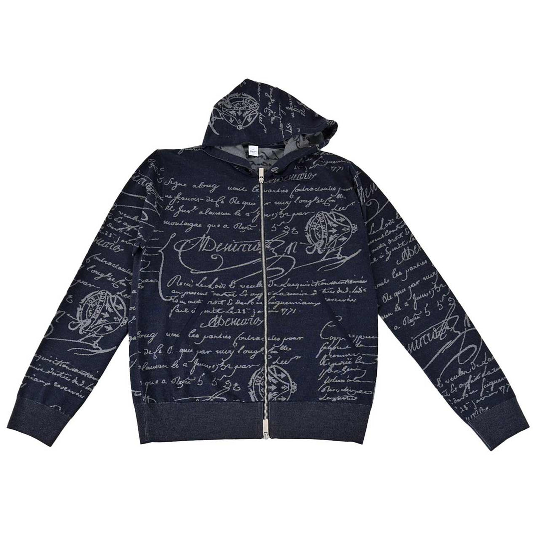 ベルルッティ BERLUTI ジップアップパーカー R28KZL01 001 28F ネイビー 2025SS メンズ