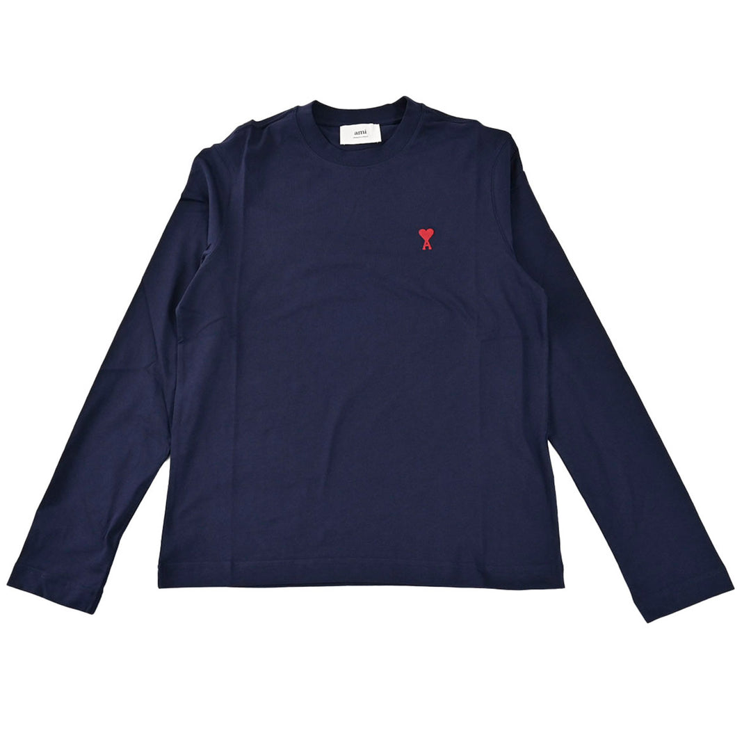 アミ AMI クルーネック長袖Ｔシャツ BFUTS235.724 430 ネイビー 2025SS メンズ