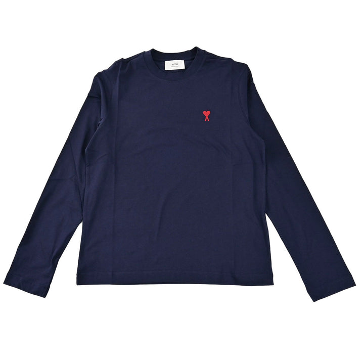 アミ AMI クルーネック長袖Ｔシャツ BFUTS235.724 430 ネイビー 2025SS メンズ