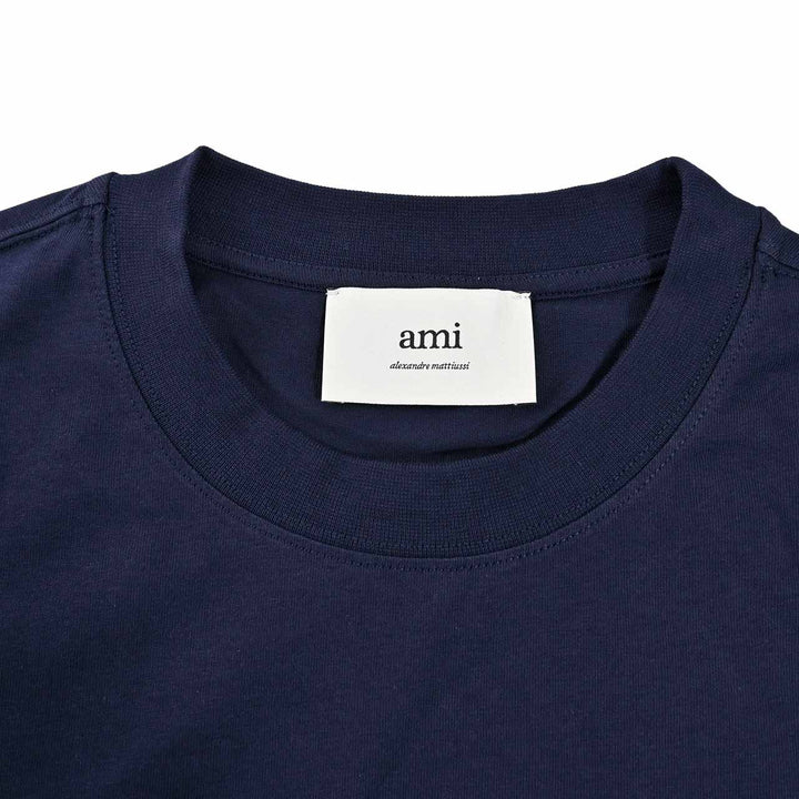 アミ AMI クルーネック長袖Ｔシャツ BFUTS235.724 430 ネイビー 2025SS メンズ