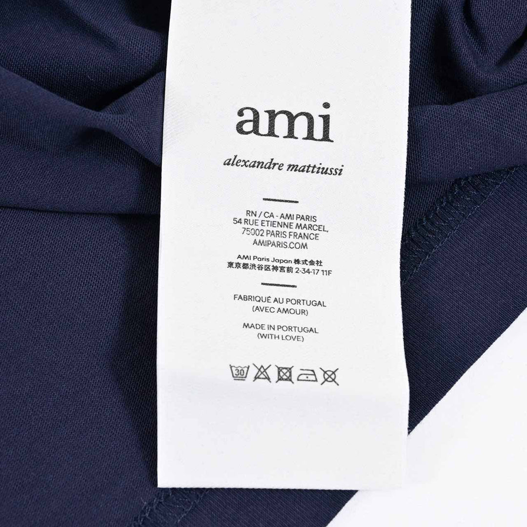 アミ AMI クルーネック長袖Ｔシャツ BFUTS235.724 430 ネイビー 2025SS メンズ