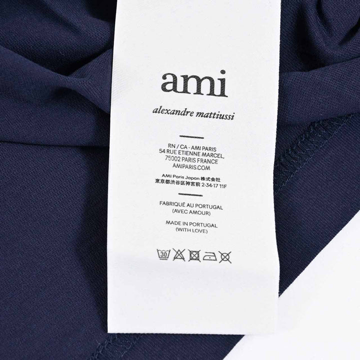 アミ AMI クルーネック長袖Ｔシャツ BFUTS235.724 430 ネイビー 2025SS メンズ