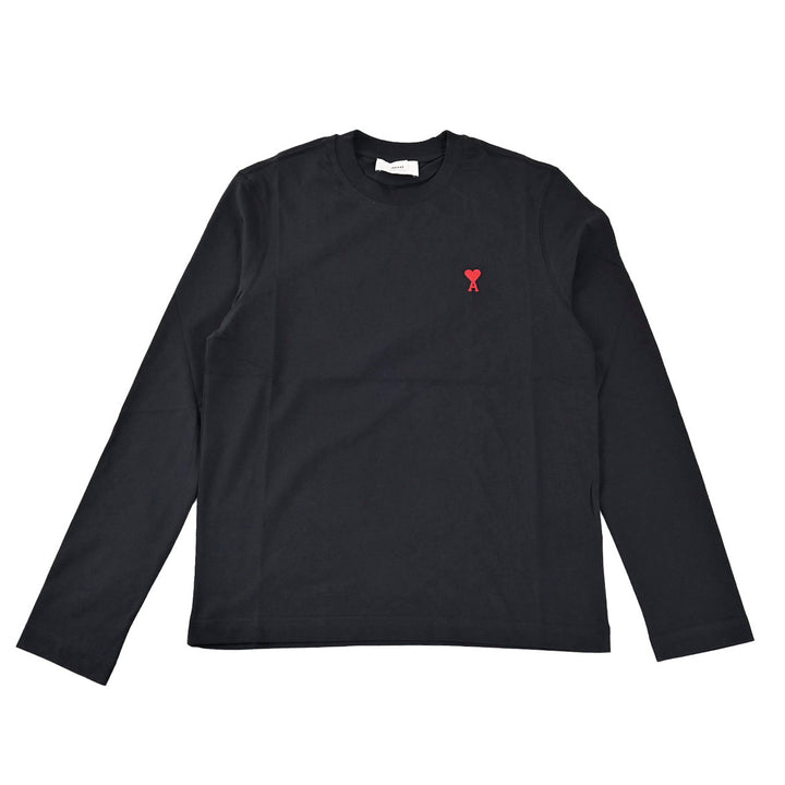 アミ AMI クルーネック長袖Ｔシャツ BFUTS235.724 001 ブラック 2025SS メンズ