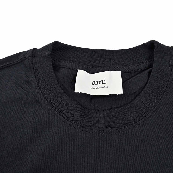 アミ AMI クルーネック長袖Ｔシャツ BFUTS235.724 001 ブラック 2025SS メンズ