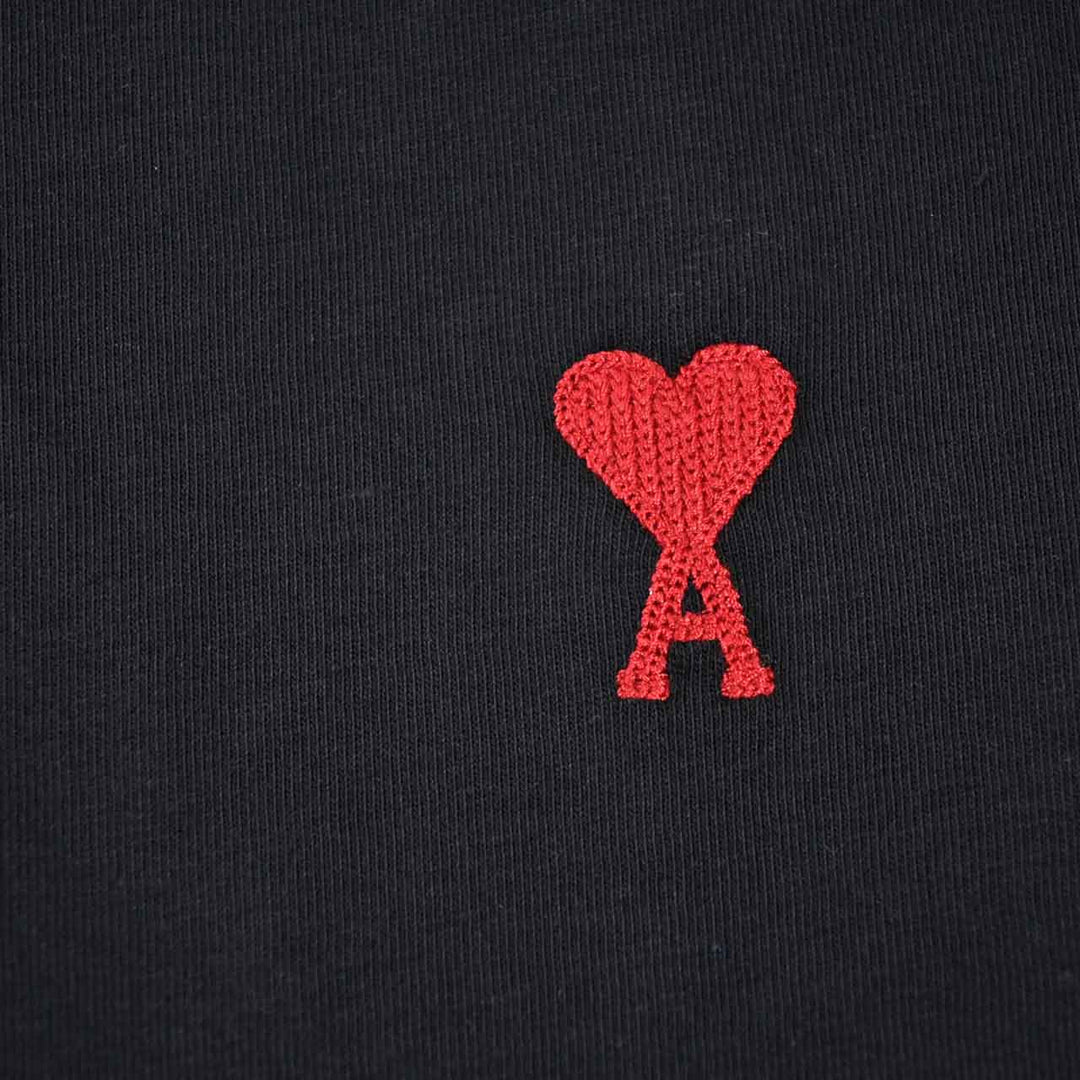 アミ AMI クルーネック長袖Ｔシャツ BFUTS235.724 001 ブラック 2025SS メンズ