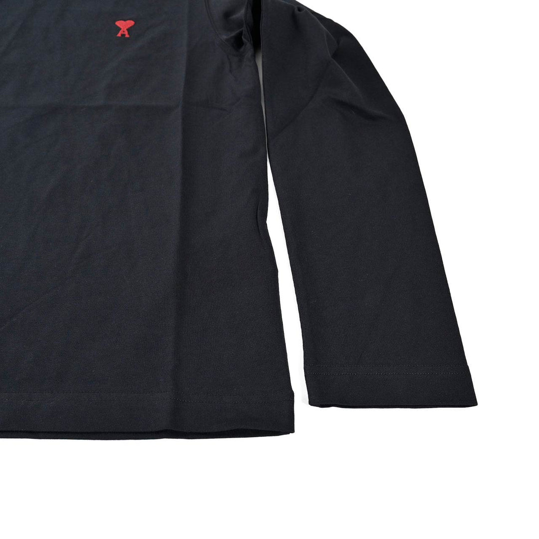 アミ AMI クルーネック長袖Ｔシャツ BFUTS235.724 001 ブラック 2025SS メンズ