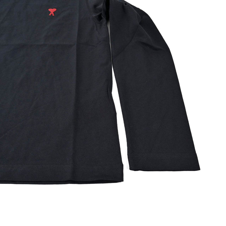 アミ AMI クルーネック長袖Ｔシャツ BFUTS235.724 001 ブラック 2025SS メンズ
