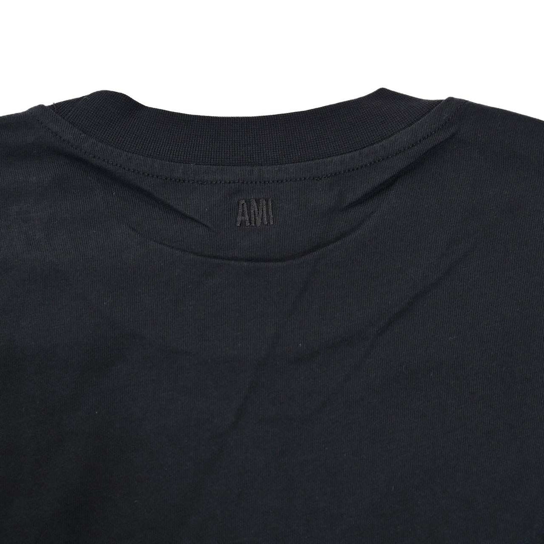 アミ AMI クルーネック長袖Ｔシャツ BFUTS235.724 001 ブラック 2025SS メンズ