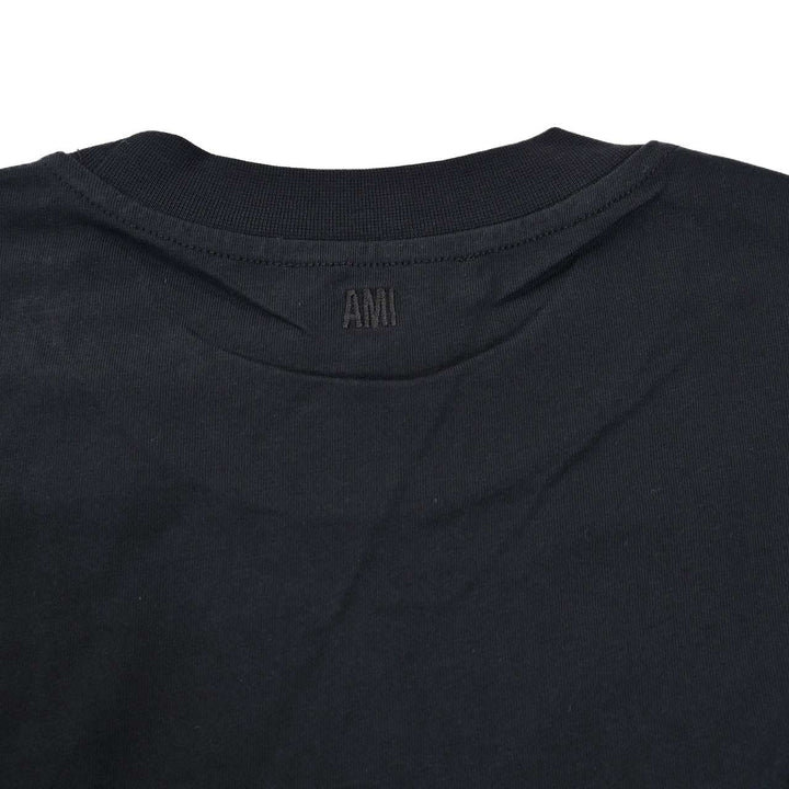 アミ AMI クルーネック長袖Ｔシャツ BFUTS235.724 001 ブラック 2025SS メンズ
