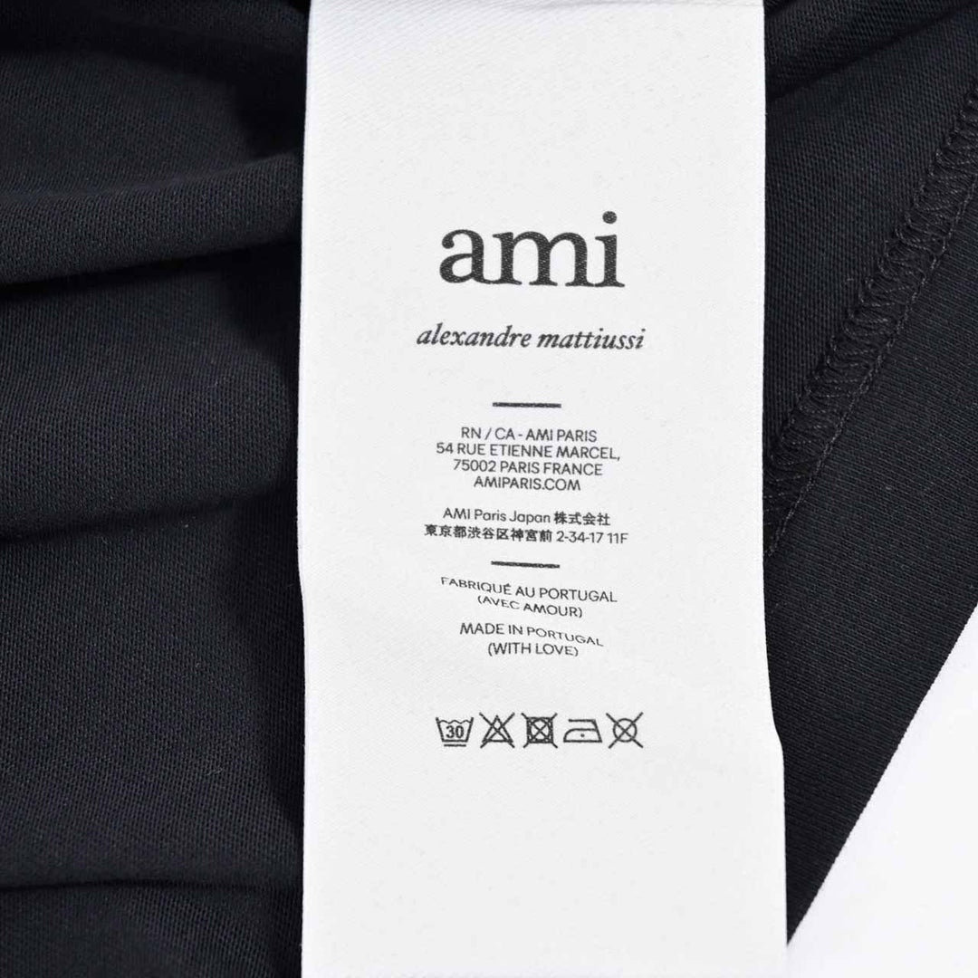 アミ AMI クルーネック長袖Ｔシャツ BFUTS235.724 001 ブラック 2025SS メンズ