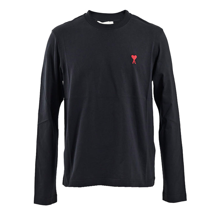 アミ AMI クルーネック長袖Ｔシャツ BFUTS235.724 001 ブラック 2025SS メンズ