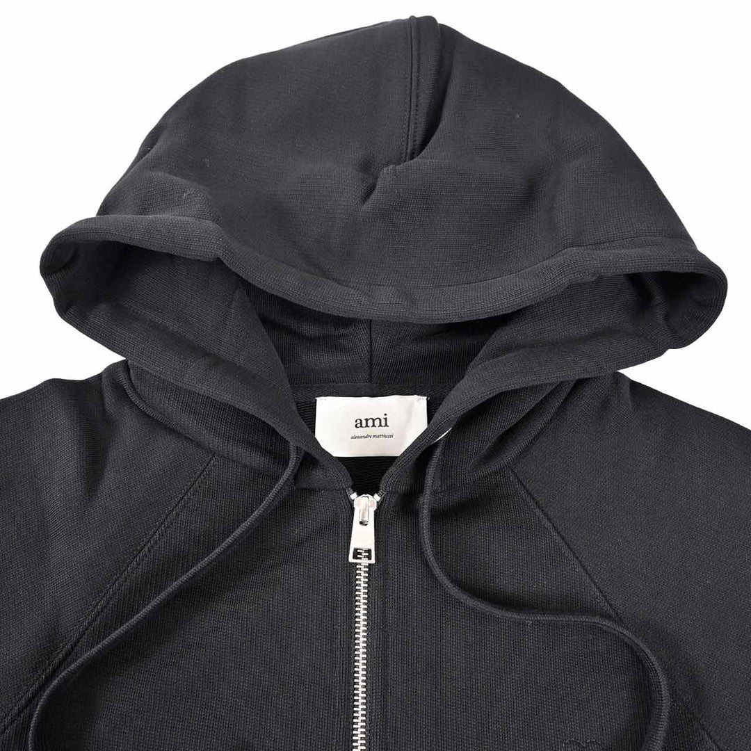 アミ AMI ジップアップパーカー USW759.747 001 ブラック 2025AW メンズ