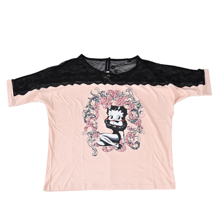 プラムス　PLUMS ベティちゃんプリント　5分袖Tシャツ9BWT037 PNK001 ピンク