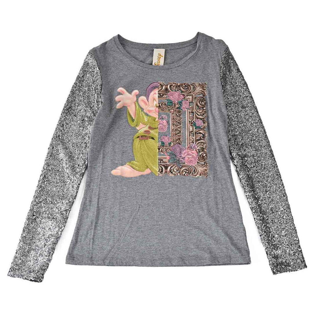 プラムス　PLUMS ディズニーコラボ　プリントTシャツ9DWT248B GRY028 グレー