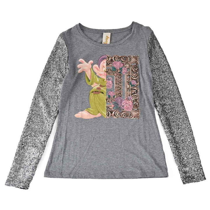 プラムス　PLUMS ディズニーコラボ　プリントTシャツ9DWT248B GRY028 グレー